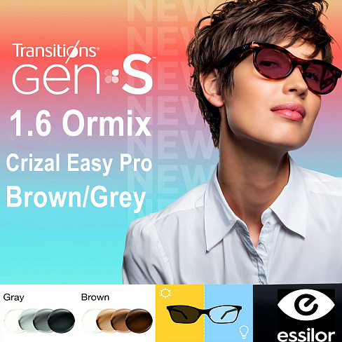 1,6 Фотохромные линзы Essilor Ormix AS Transitions Gen S